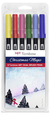 ABT Dual Brush Pen set van 6 X-MAS