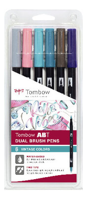 Tombow ABT Dual Brush Pen Set de 6 couleurs vintage