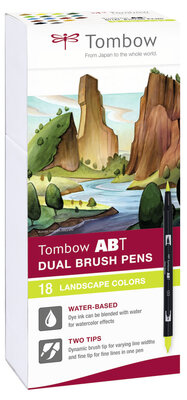 Tombow ABT Dual Brush Pen set of 18 Landscape Colors