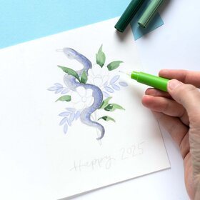 Watercoloring Jahr der Schlange 2025