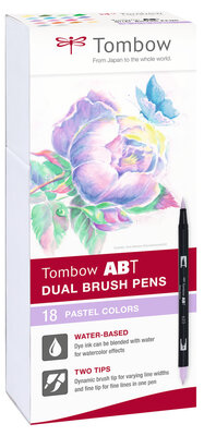 Tombow ABT Dual Brush Pen set of 18 Pastel Colors