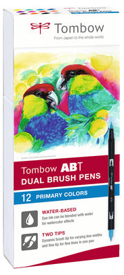 Tombow ABT Dual Brush Pen set of 12 Primary Colors