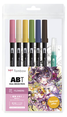 Tombow ABT Dual Brush Pen Watercolor Manga Set Flower