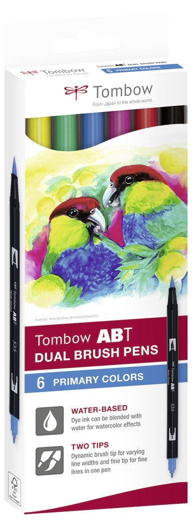 Tombow ABT Dual Brush Pen set van 6