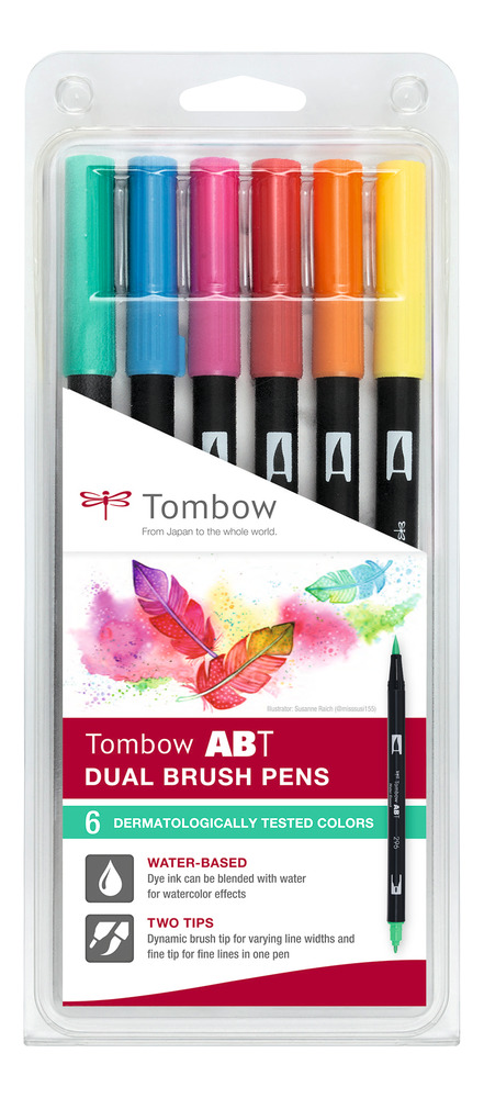 Tombow ABT Dual Brush Pen Set de 6 couleurs candy