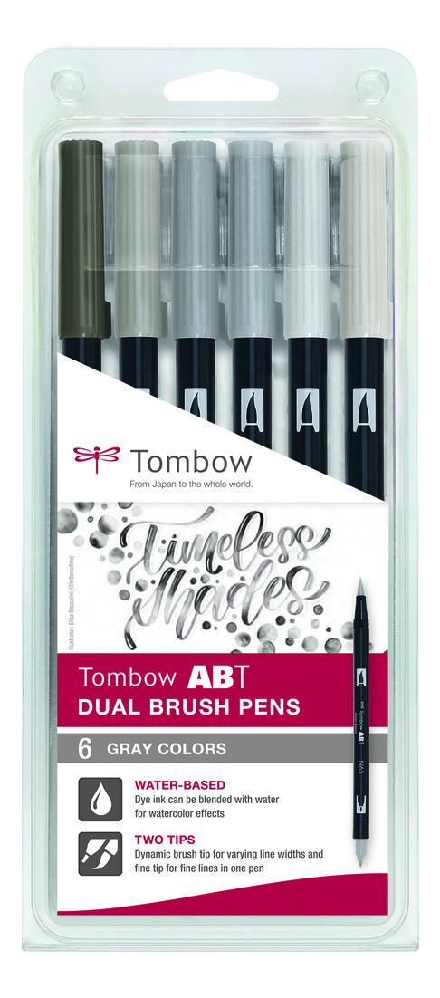 Ton primaire, Tombow ABT, Feutre pinceau ABT Dual Brush Pen, double  pointes, à base d'eau, Set de 6 - Objets divers (11186125)