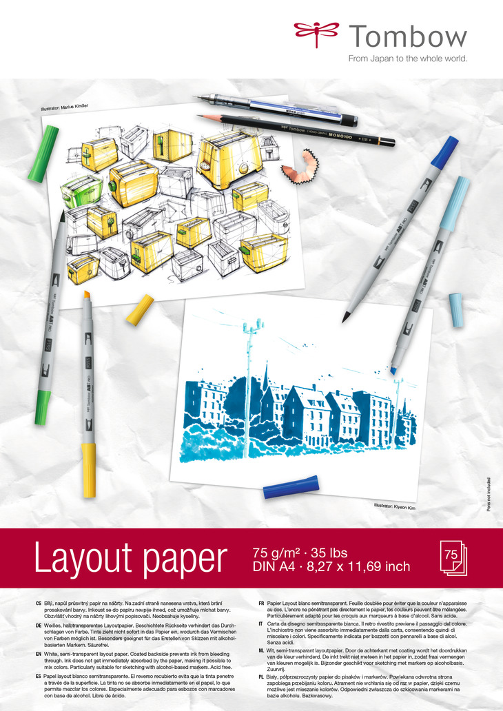 Bloc de papier Layout pas cher 75 g/m² 75 pages A3 et A4
